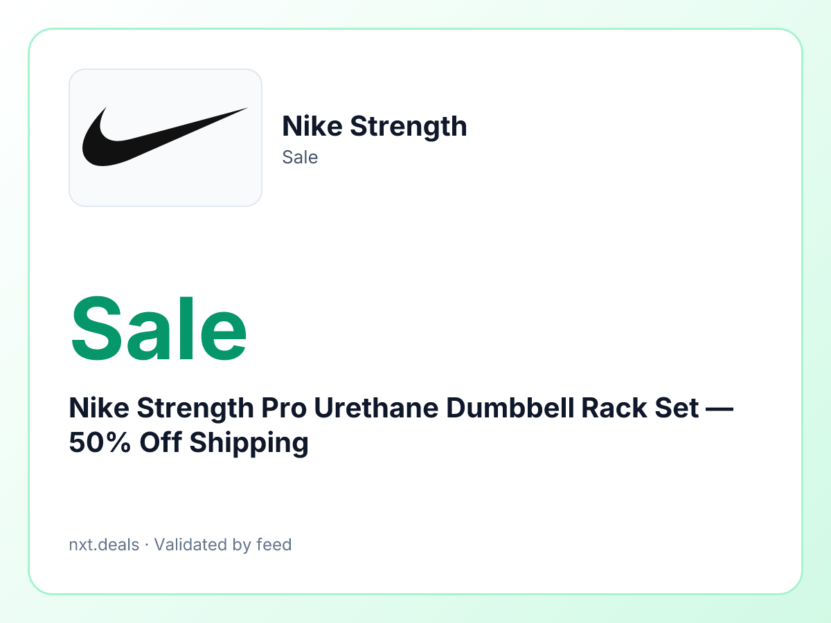 Nike Strength Pro Urethane Dumbbell Rack Set — 50% Off Shipping