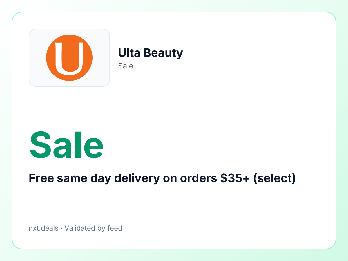 Free same day delivery on orders $35+ (select)