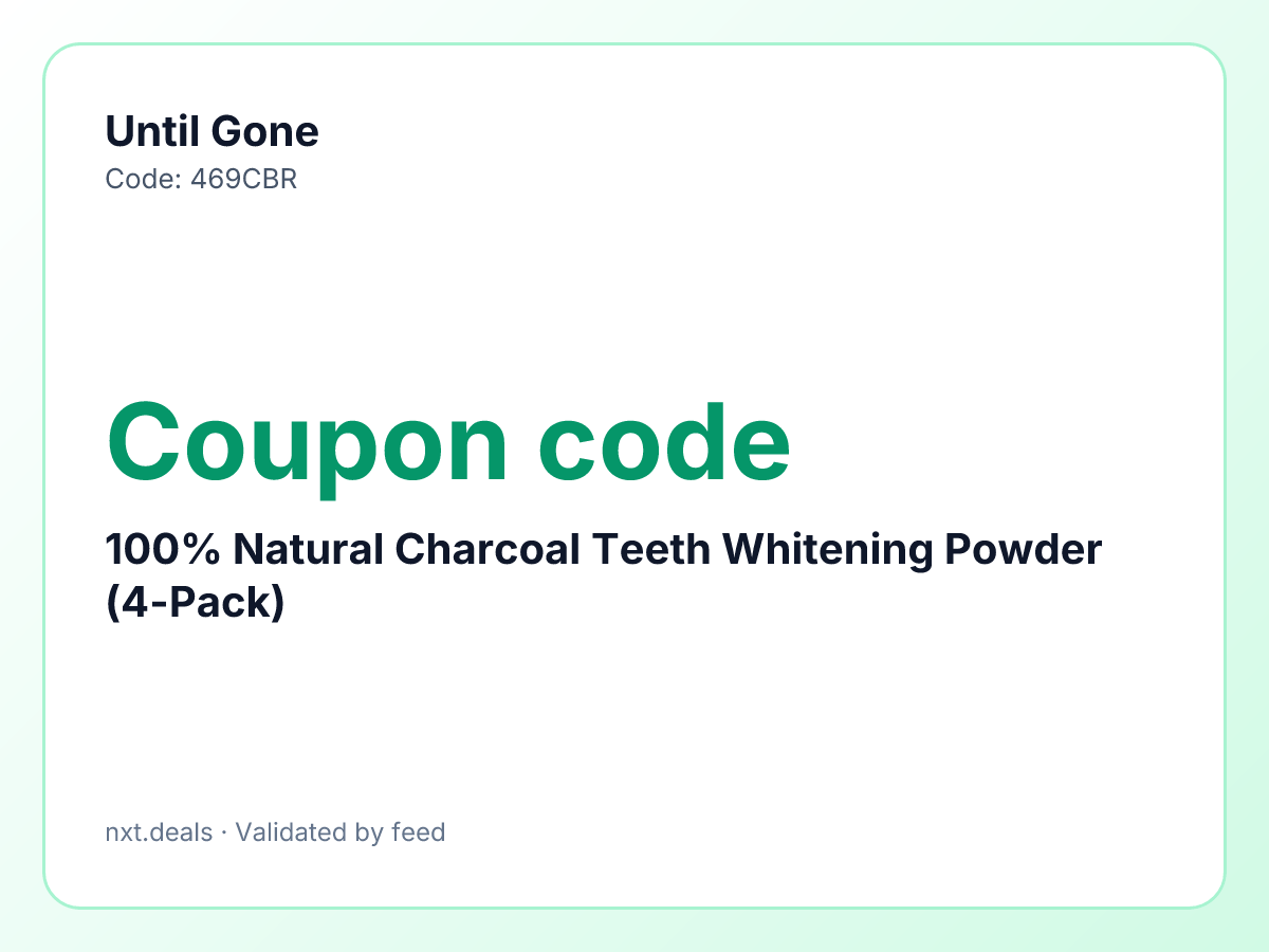 100% Natural Charcoal Teeth Whitening Powder (4-Pack)