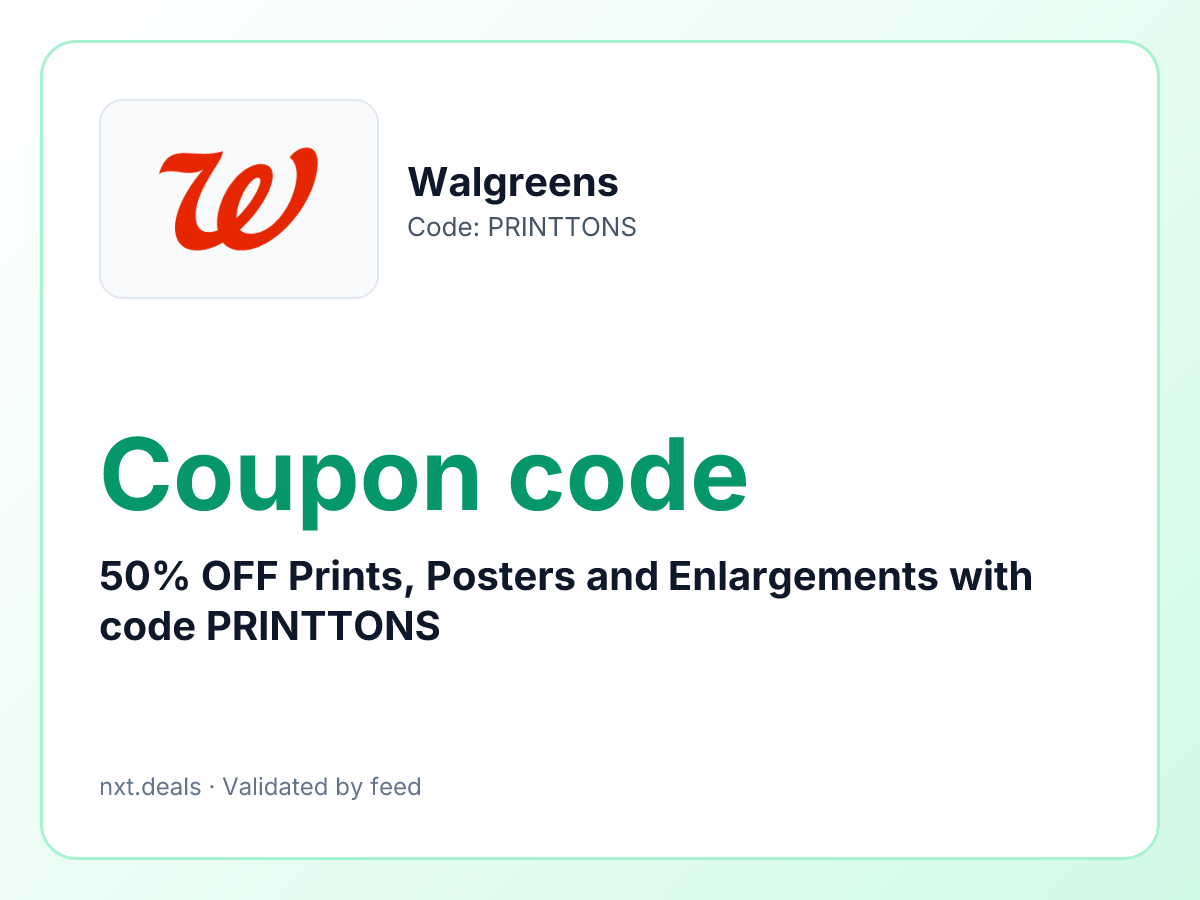 50% OFF Prints, Posters and Enlargements with code PRINTTONS